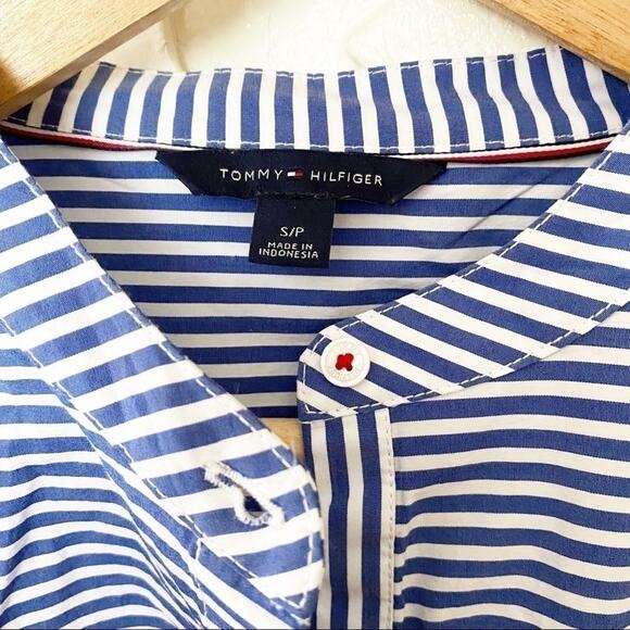 Tommy Hilfiger Blue & White Striped Long Sleeve Cotton-Blend Blouse Size S - Picture 2 of 6